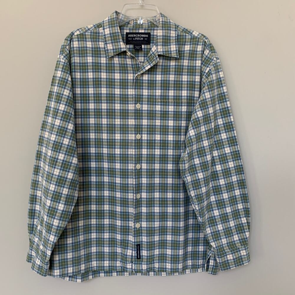 Abercrombie & Fitch 100% cotton plaid button down shirt long sleeves pocket M